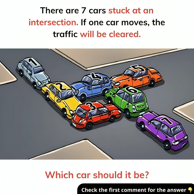If one car moves, the traffic will be cleared. Which car should it
