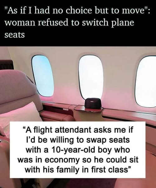 Woman Refused to Switch Plane Seats With Family Who Wanted to Sit Together