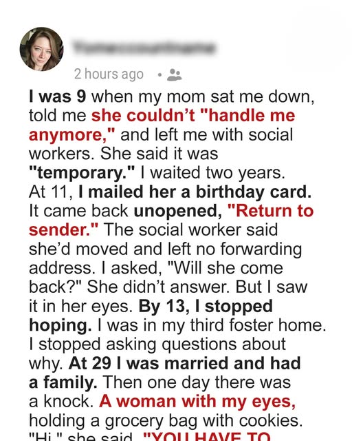 My Mom Abandoned Me When I Was 9, 20 Years Later, She Knocked on My Door and Demanded, You Have to Help Me!