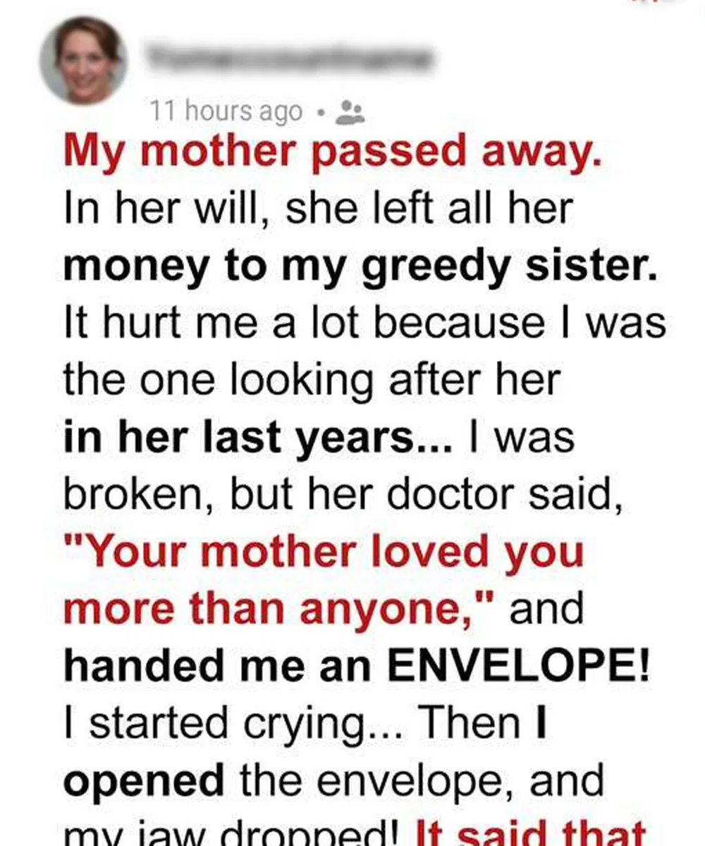 My Selfish Sister Stayed by Mom’s Side When She Fell Ill, but Everything Changed after the Doctor Shared Mom’s Last Words – Story of the Day