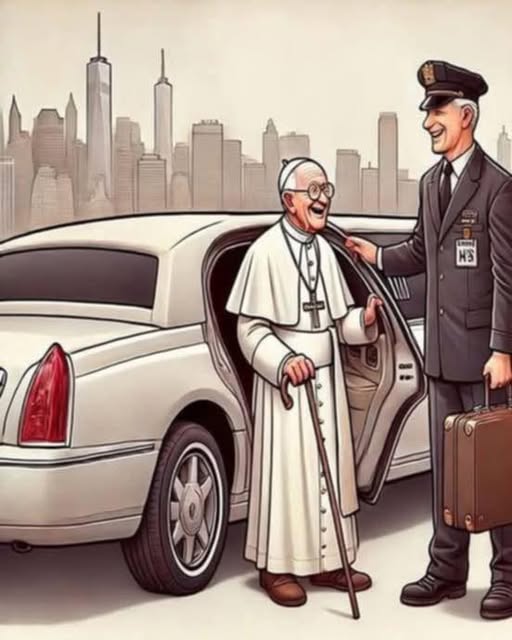 An elderly Pope arrives in New York and is picked up at the airport by a limousine