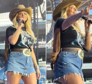 Miranda Lambert exposed far more than she planned when her denim mini betrayed her on stage, and the internet hasn’t let it go since.