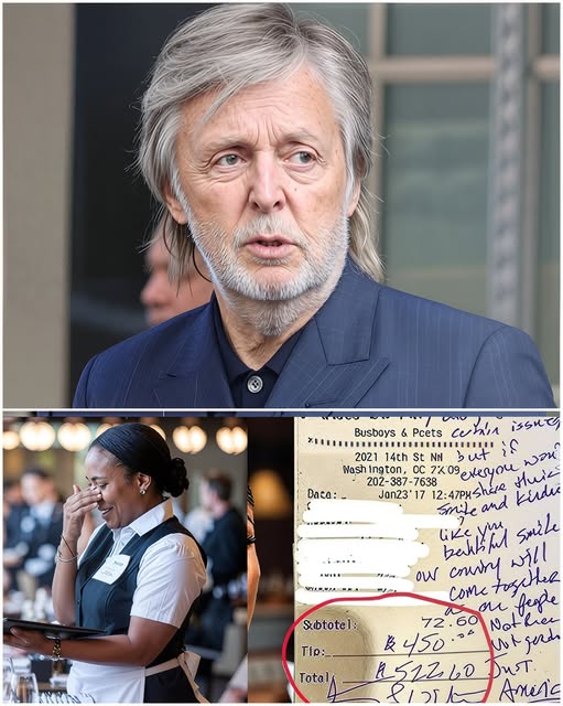 Waitress Stumbles Upon Paul McCartney’s Check, Reads His Hidden Note, and Breaks Down in Tears