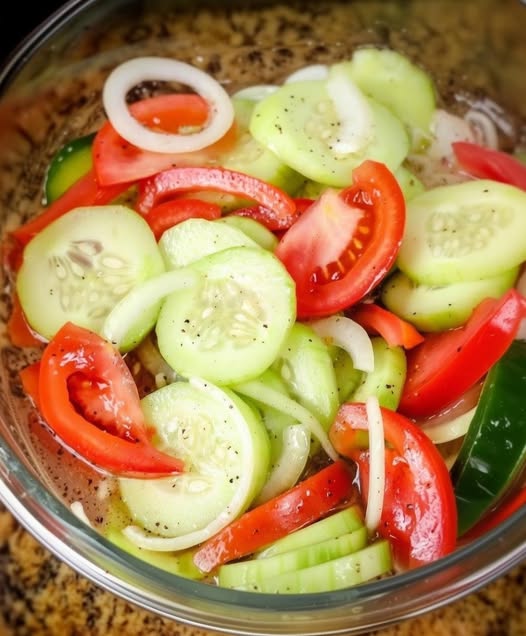 Marinated Cucumbers, Onions, and Tomatoes: A Light and Flavorful Summer Side