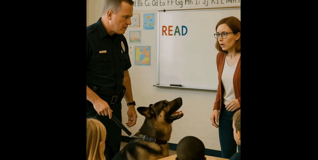 “He’s Never Barked at Anyone Before…” — The Police Dog Who Unmasked Our Beloved Teacher