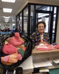 She knits caps for unknowns; I believe one was meant only for me.