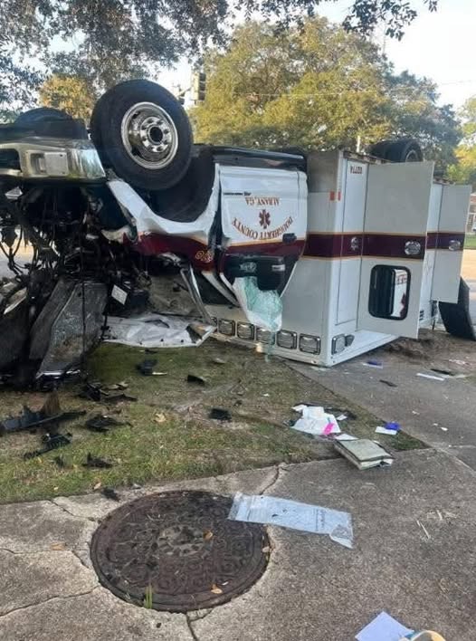 injured, including newborn child, in ambulance rollover crash…