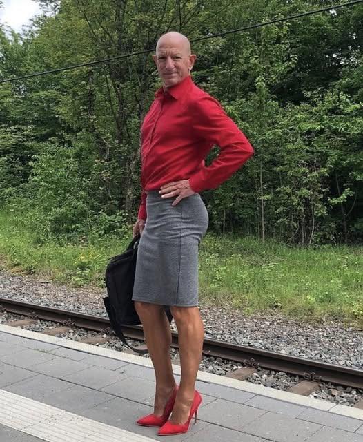 A straight, married father of three says he’s been wearing skirts and heels to work for years.