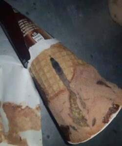My daughter opened a package of chocolate ice cream and found something strange inside: we were surprised to realize what it was
