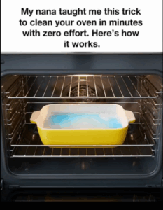 Here is nanas no-fuss trick to cleaning an oven!