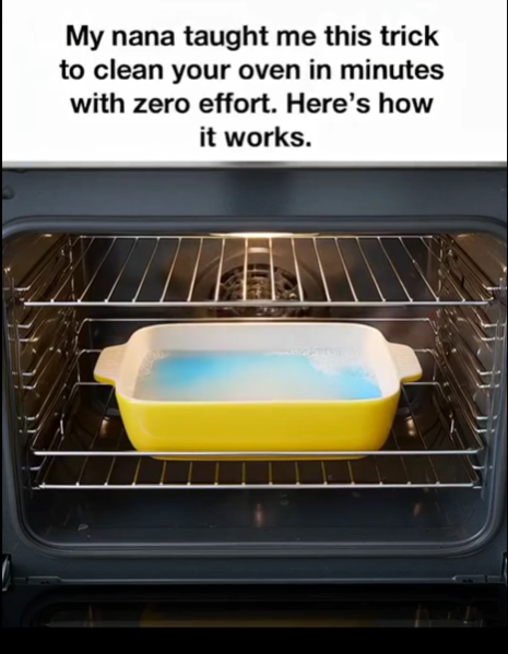 Here is nanas no-fuss trick to cleaning an oven!