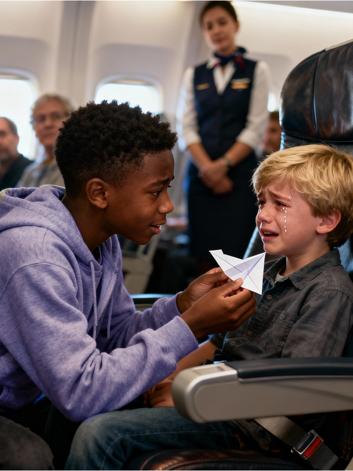 The billionaire’s child, who struggled to stay calm due to ADHD, wouldn’t stop crying…The flight crew tried everything to calm the billionaire’s child — then a poor boy approached with one small gesture that silenced the cabin