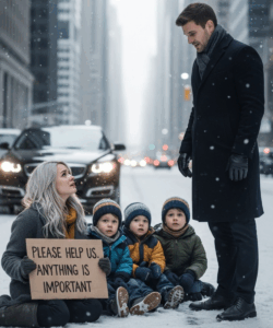 “Please help us. Anything matters.” Seven Years After Leaving Her Behind, a Billionaire Saw His Ex on the Street With Three Children Who Looked Just Like Him — But What He Did Next Revealed a Secret He’d Been Running From for Years.
