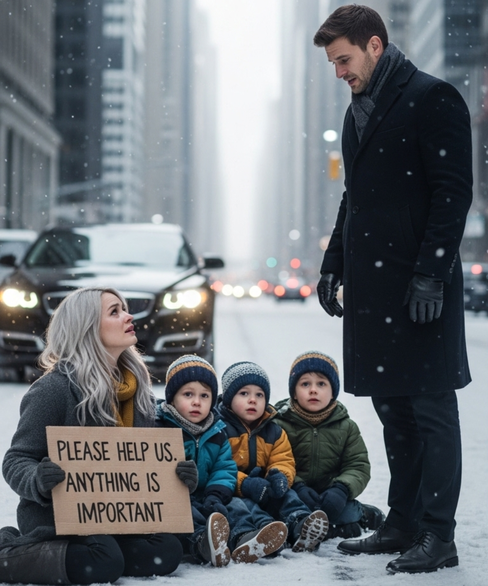 “Please help us. Anything matters.” Seven Years After Leaving Her Behind, a Billionaire Saw His Ex on the Street With Three Children Who Looked Just Like Him — But What He Did Next Revealed a Secret He’d Been Running From for Years.