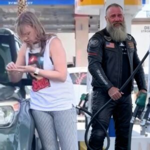 Gas Station Incident Leaves Woman Distraught as Biker Makes Mistake