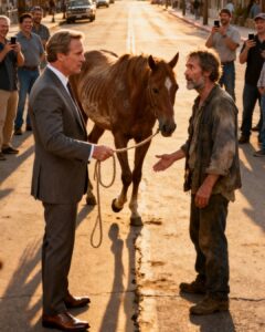 A Billionaire Gave a Weak Horse to a Homeless Man to Hu:miliate Him… but He Was the One Who Ended Up Facing Consequences He Never Expected