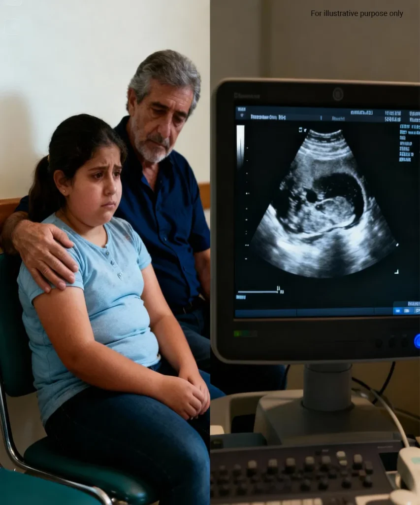 During a visit to the clinic, a doctor notices a teenage girl behaving strangely around her father. An ultrasound soon reveals something deeply disturbing…