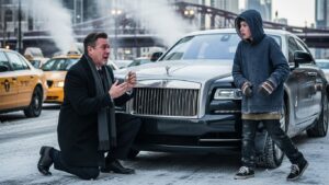 I Screamed at a Homeless Boy for Touching My Rolls-Royce, But When I Saw the Rusty Chain Around His Neck, I Fell to My Knees in the Snow.