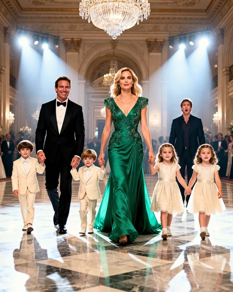 He threw the divorce papers onto the table and said, “You’re useless. You can’t even bear children.” Then he walked away without looking back. Seventeen years later, I stepped into his eight-million-dollar gala in an evening gown, holding the hands of four radiant children. My millionaire husband smiled at my side. He, meanwhile, stood frozen — still alone, still without even his first child…