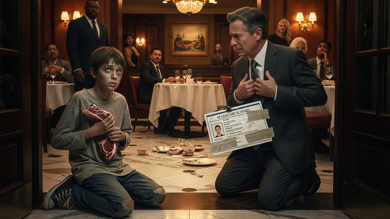 Security Dragged a Starving Boy Out of My Restaurant for Eating Scraps Off the Floor, But When I Saw the Crumbled ID Card in His Hand, I Fell to My Knees and Wept.