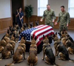 Military Dogs Blocked Access to Their Handlers Casket, And Refused to Move Until One Person Entered the Room!
