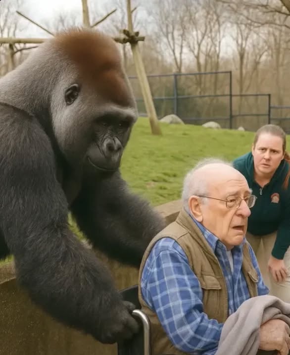 At the zoo, a gorilla suddenly attacked a man in a wheelchair, grabbed