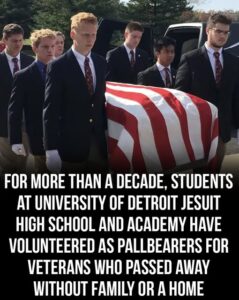 Detroit Jesuit Students Honor Homeless Veterans by Serving as Pallbearers