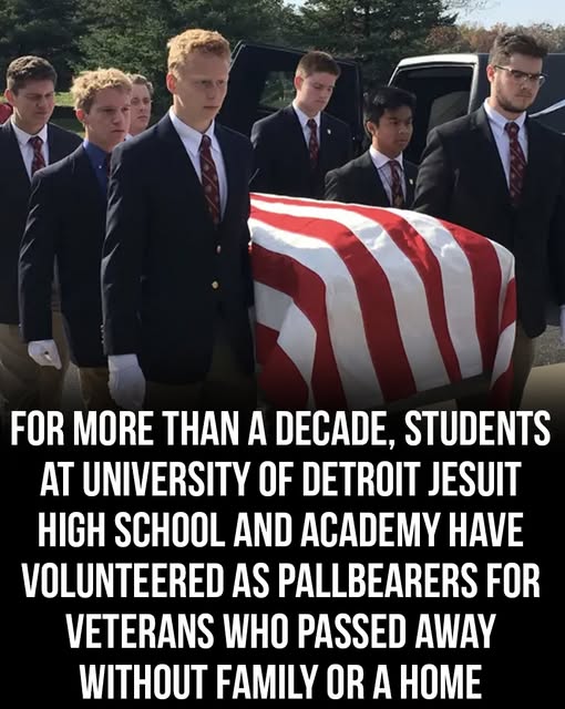 Detroit Jesuit Students Honor Homeless Veterans by Serving as Pallbearers