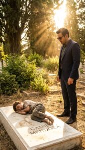 The day I went to visit my wife’s grave like I did every year, I found a barefoot child lying on the headstone, clutching her photo. He whispered, ‘Sorry, Mom’… and I realized my wife had been hiding a secret from me our entire marriage.