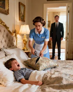 MILLIONAIRE’S SON SCREAMED IN HIS SLEEP EVERY NIGHT… UNTIL THE NANNY OPENED HIS PILLOW AND SAW THE SH0CKING TRUTH…