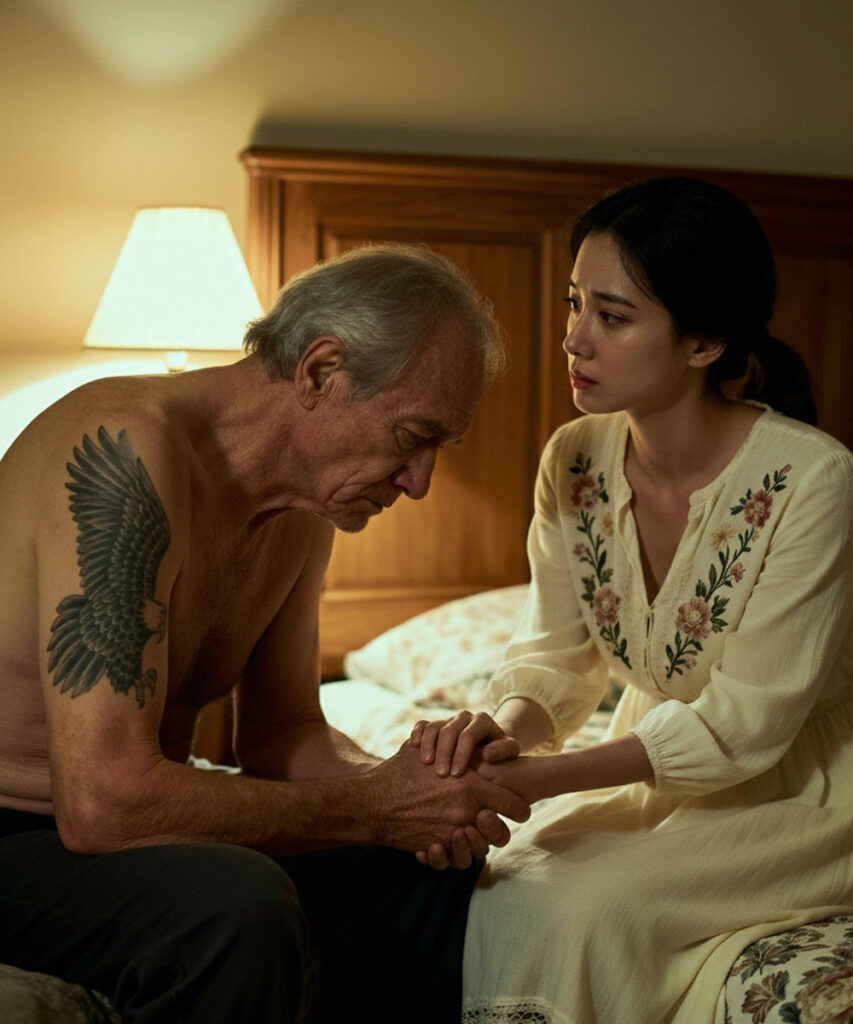 I bathed my paralyzed father-in-law behind my husband’s back… and upon discovering a mark on his body, I fell to my knees as the secret of my past was revealed.