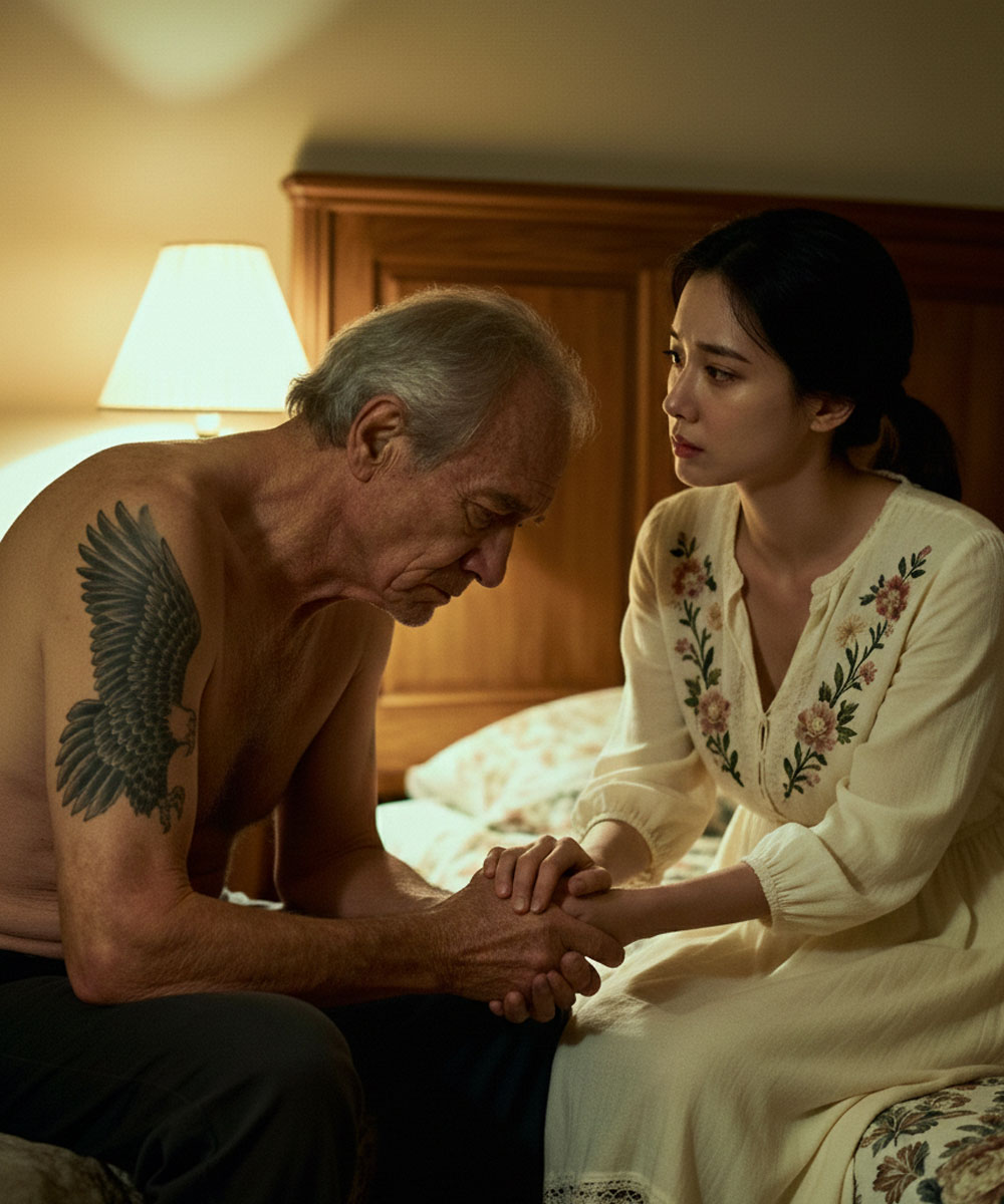 I bathed my paralyzed father-in-law behind my husband’s back… and upon discovering a mark on his body, I fell to my knees as the secret of my past was revealed.