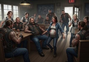 Waitresses Braced for Chaos When the Intimidating Club Walked In. Then a Terrified Expectant Mother Burst Through the Doors Whispering a Threat Against Her Baby — And Every Rider Rose at Once.