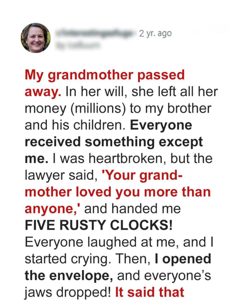 He Claimed the House Without Hesitation. Linda Accepted Her Grandmother’s Clocks—and Discovered a Hidden Fortune.