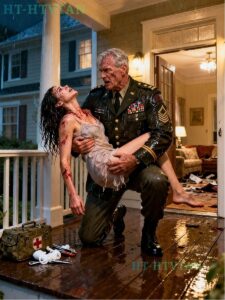 For two decades, I was the neighbor no one noticed—the quiet man who trimmed his hedges, fixed bikes, and never argued. But the night I found my daughter collapsed on my porch at midnight, shaking and bleeding after her husband threw her out, something in me cracked beyond repair. I tucked her into bed, reached for an old baseball bat, and drove straight to his house. He opened the door expecting my daughter on her knees, begging. Instead, he came face to face with a father who had nothing left to fear.