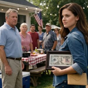 ltu My dad threw fifty dollars at my face on my eighteenth birthday and called it “help” – eleven years later, I walked into his backyard party with the same bill framed on my wall and a sealed envelope in my bag that could end every story he’d ever told about me