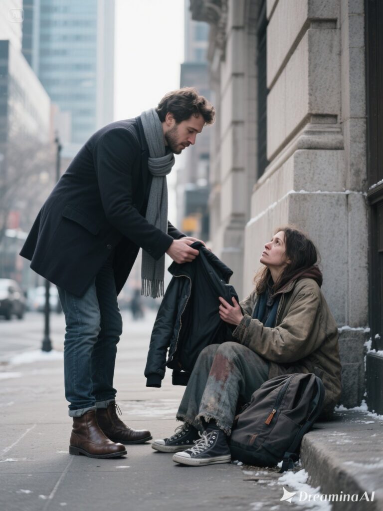 I Gave a Homeless Woman My Jacket — Two Weeks Later, a Velvet Box Changed My Life