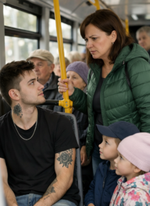 On the bus, a woman with two children started a scandal and demanded that a young man give up his seat to her, but suddenly the young man did something that made all the passengers freeze.