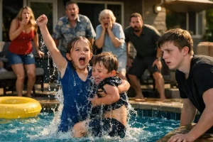 They Pushed a 6-Year-Old Into the Blue Pool for Laughs… Seconds Later, She Vanished Underwater and Everyone Started SCREAMING