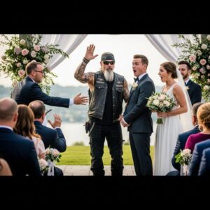 A Biker Stepped Onto the Wedding Stage During the Vows — What He Said Next Left the Groom Frozen