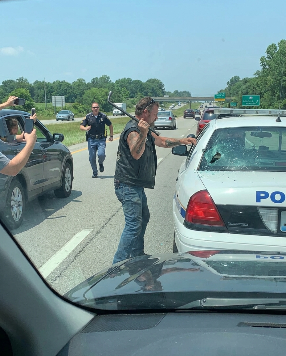 A Biker Smashed the Window of a Police Car on the Highway — But When Officers Ran Back, They Realized Why
