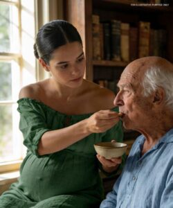 I married my 80-year-old neighbor to save his house… and then I got pregnant and his family came for bl00d