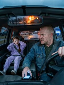 MY WIFE HAD JUST STEPPED OUT FOR “A QUICK STORE RUN” WHEN MY SEVEN-YEAR-OLD GRABBED MY SLEEVE, TURNED PALE, POINTED UPSTAIRS, AND WHISPERED, “DAD… WE HAVE TO LEAVE THIS HOUSE RIGHT NOW.” I THOUGHT SHE WAS IMAGINING THINGS—UNTIL I SAW THE LOOK IN HER EYES, SNATCHED MY KEYS, THREW HER IN THE BACK SEAT, AND DROVE STRAIGHT TOWARD THE POLICE STATION… AND THEN MY PHONE BUZZED WITH A TEXT FROM AN UNKNOWN NUMBER THAT SAID ONLY TWO WORDS: “TOO LATE.” A SECOND LATER, A BLAST SHOOK THE STREET, MY DAUGHTER SCREAMED, AND IN THE REARVIEW MIRROR I WATCHED OUR HOUSE DISAPPEAR INTO FLAMES—AND HOURS AFTER THAT, THE INVESTIGATOR HELD UP A BURNT “BURNER” PHONE THEY FOUND IN AN UPSTAIRS CLOSET AND SAID, “ONE MESSAGE SURVIVED THE FIRE…” AND THE FIRST LINE HE READ OUT LOUD MADE MY BLOOD GO ICE-COLD…