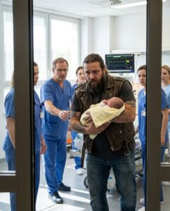 The Tattooed Biker Who Refused to Let Go of the Baby — What Doctors Discovered Minutes Later Silenced the Entire Hospital