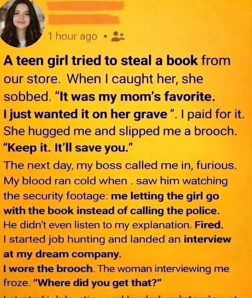 I paid the price for being kind and lost my job — but then the brooch came, and nothing was the same