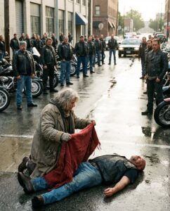 The Homeless Woman Who Covered a Biker in the Rain — And the Morning That Shocked the Entire City
