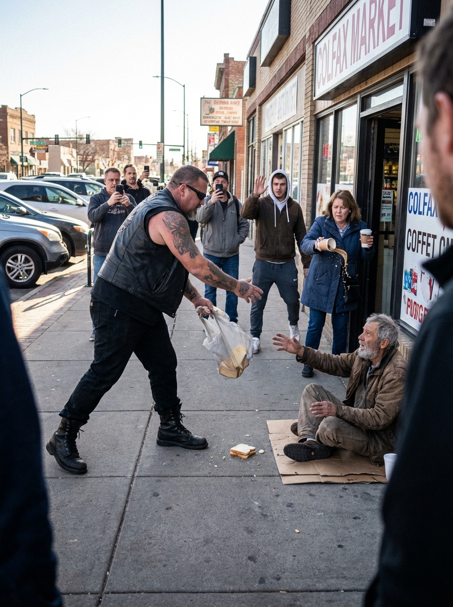 A Biker Snatched Food From a Homeless Man—Seconds Later, Everyone Realized Why
