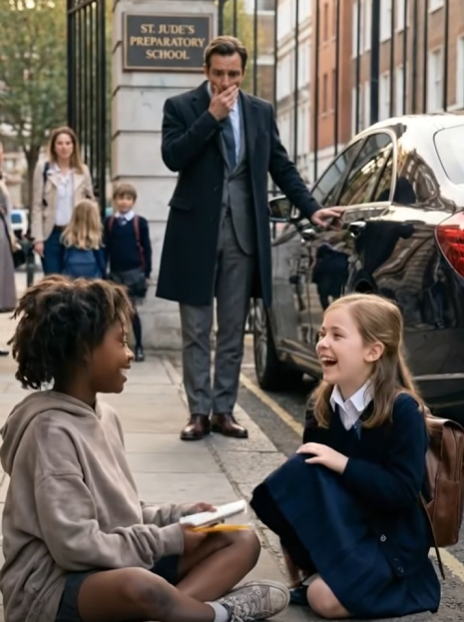 A Billionaire Pulled Up to His Daughter’s School and Saw a Homeless Girl Teaching Her on the Sidewalk— What follows stuns everyone!