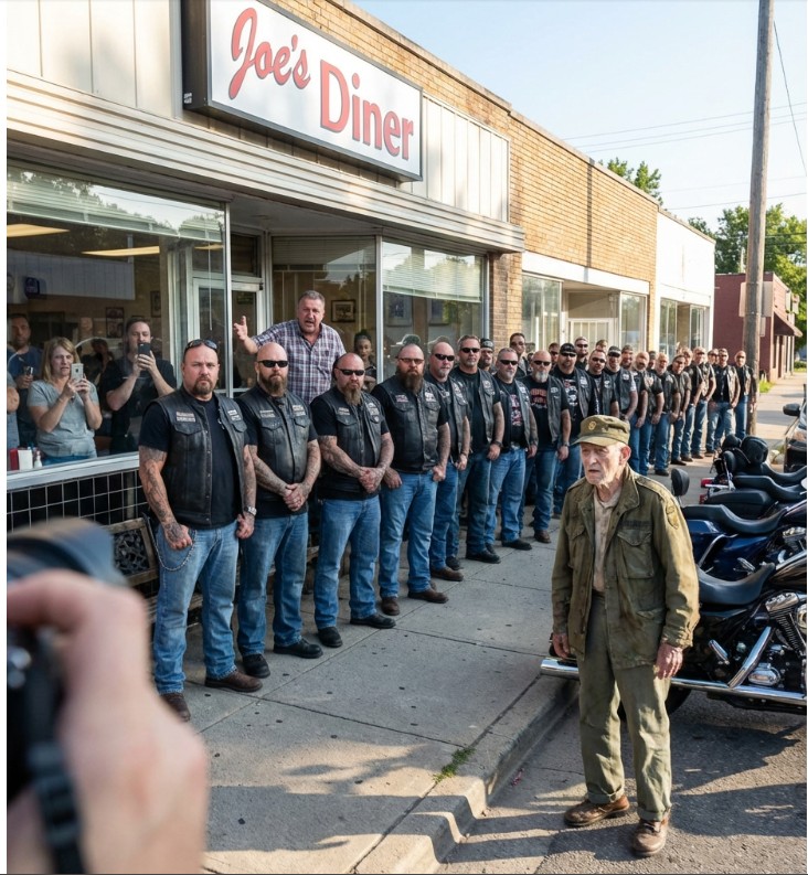 Bikers Lined Up Outside a Diner for a Homeless Veteran — Until the Truth Changed Everything