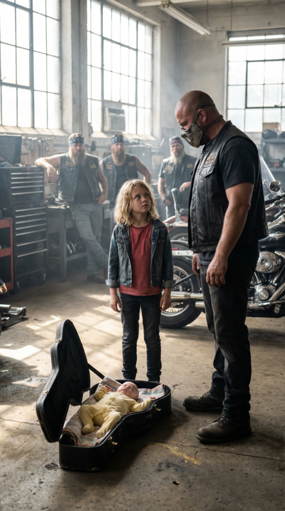 A Six-Year-Old Girl Dragged a Broken Guitar Case Into Copper Ridge Customs — Unaware That the Six Words She Spoke Would Leave Even the Toughest Biker Speechless and Change How the Entire Town Saw Them Forever